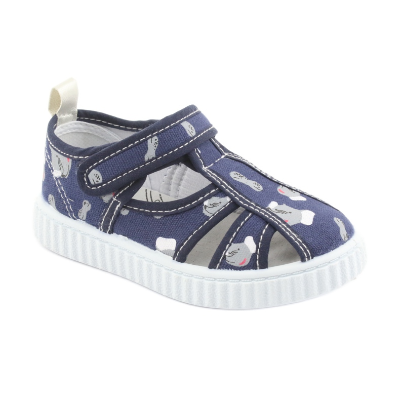 American Club navy blue children's shoes with Velcro TEN 27/19 white grey 1