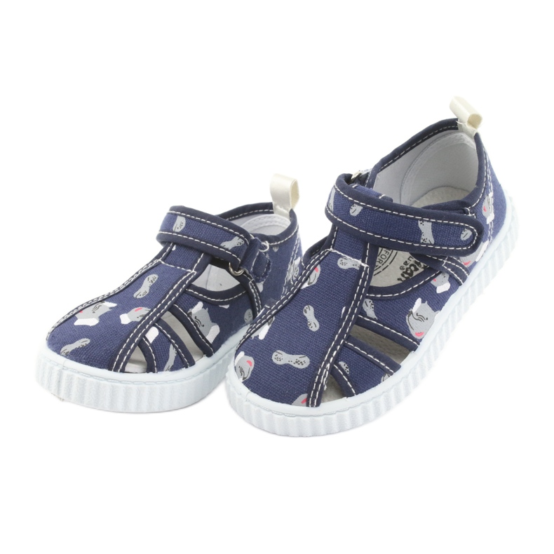 American Club navy blue children's shoes with Velcro TEN 27/19 white grey 3