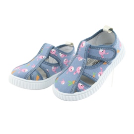 American Club children's shoes with velcro blue TEN 32/19 white pink 3
