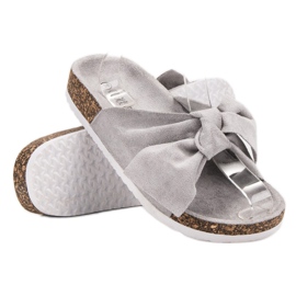 Diamantique Slippers With Bow grey 1