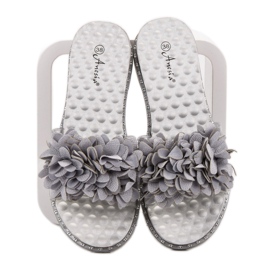 Anesia Paris Rubber Slippers With Flowers grey 1