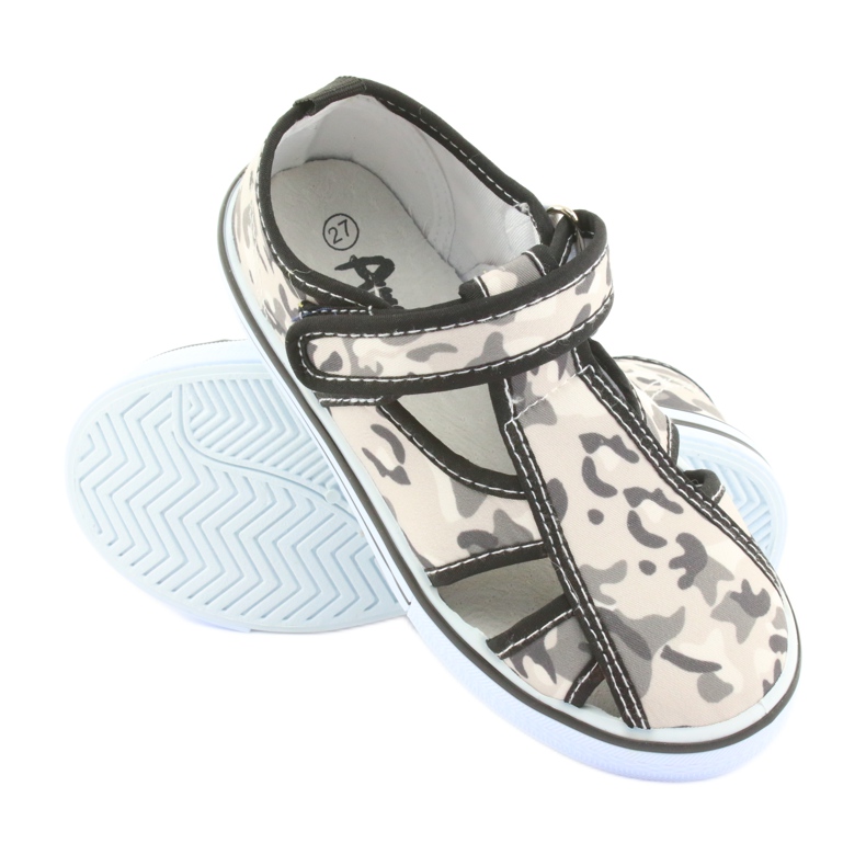 American Club children's shoes with Velcro leather insole white brown black grey 3