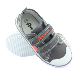 American Club gray jeans velcro sneakers white orange grey 3