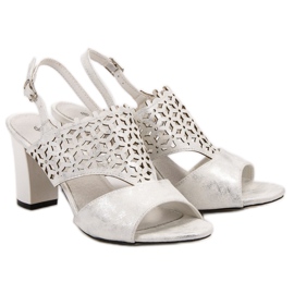 Goodin Openwork Sandals white grey 1