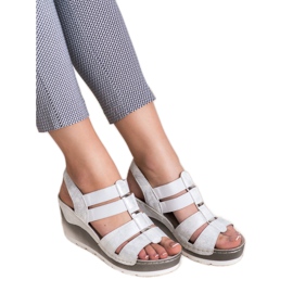 Goodin Comfortable wedge sandals white grey 2