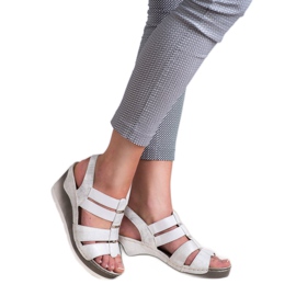 Goodin Comfortable wedge sandals white grey 1