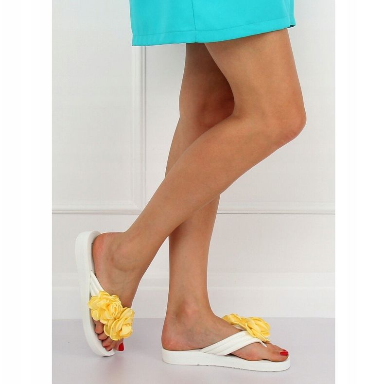 White flip-flops TS-33 White yellow 2