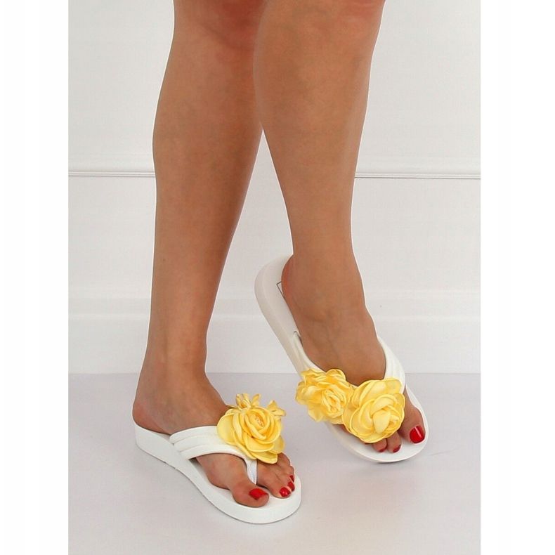 White flip-flops TS-33 White yellow 1