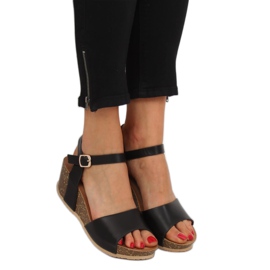 Black sandals on a wedge heel 1052 Black 1