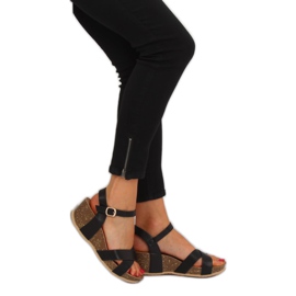 Black sandals on a wedge heel 1058 Black 1