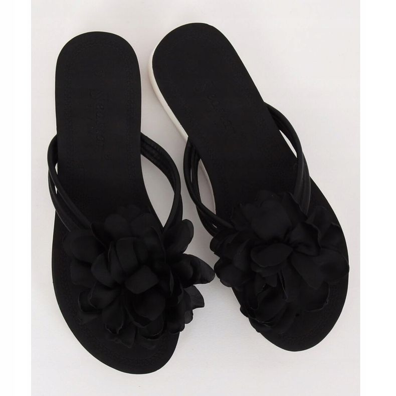Black Flip-flops with a flower CK103 Black 1