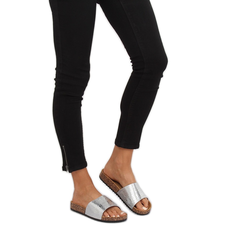 Silver women's silver slippers PK44491 Silver grey 2