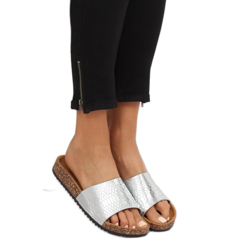 Silver women's silver slippers PK44491 Silver grey 1