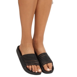 Black G301 Black slippers with beads 1