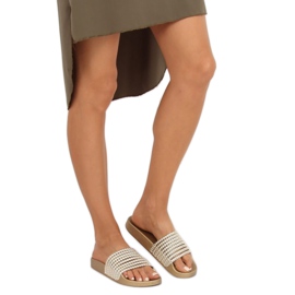 G301 Gold slippers with beads golden 2