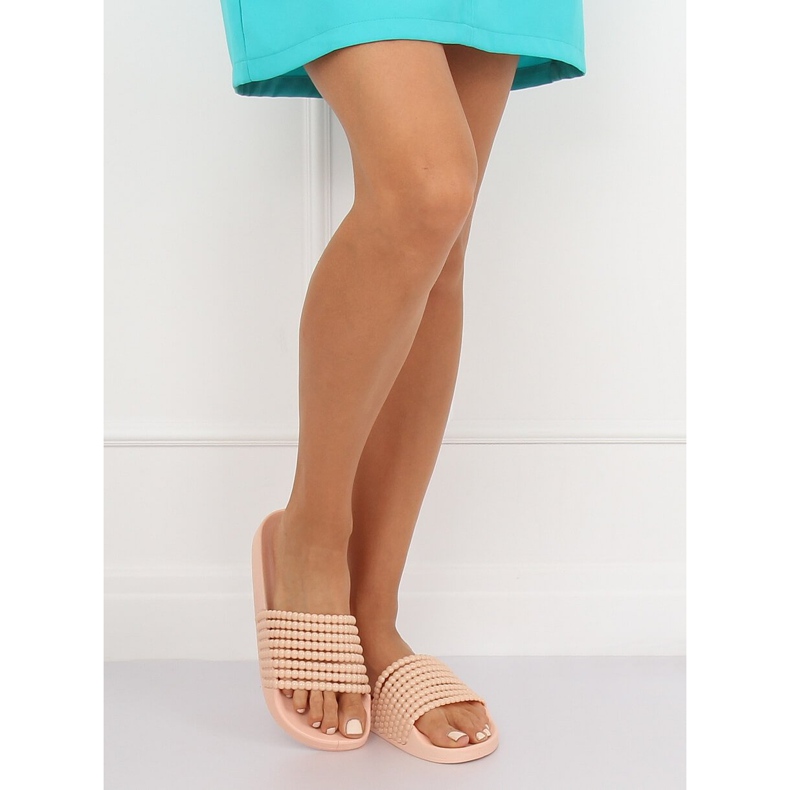 Pink G301 Pink slippers with beads 2