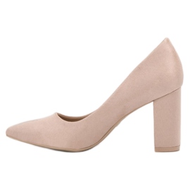 Diamantique Beige suede pumps 1