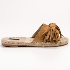VICES Fringed Slippers brown 2