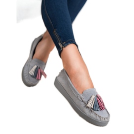 Filippo Leather Loafers With Fringes grey 2