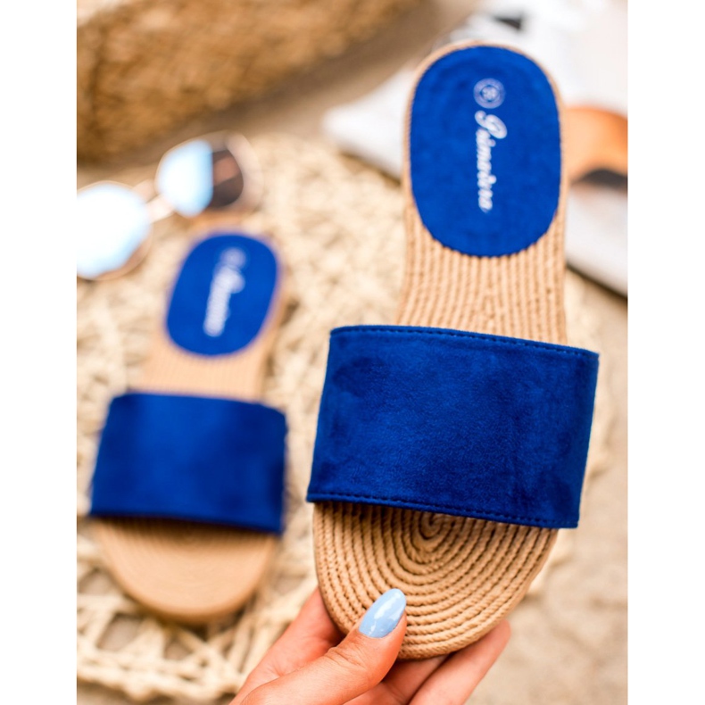 Primavera Suede Slippers blue 1