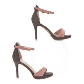 VINCEZA high heel sandals pink grey 1