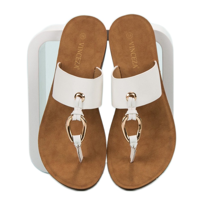 Stylish VINCEZA flip-flops white 2