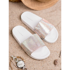 Sweet Shoes Slippers With Crystals white grey 2