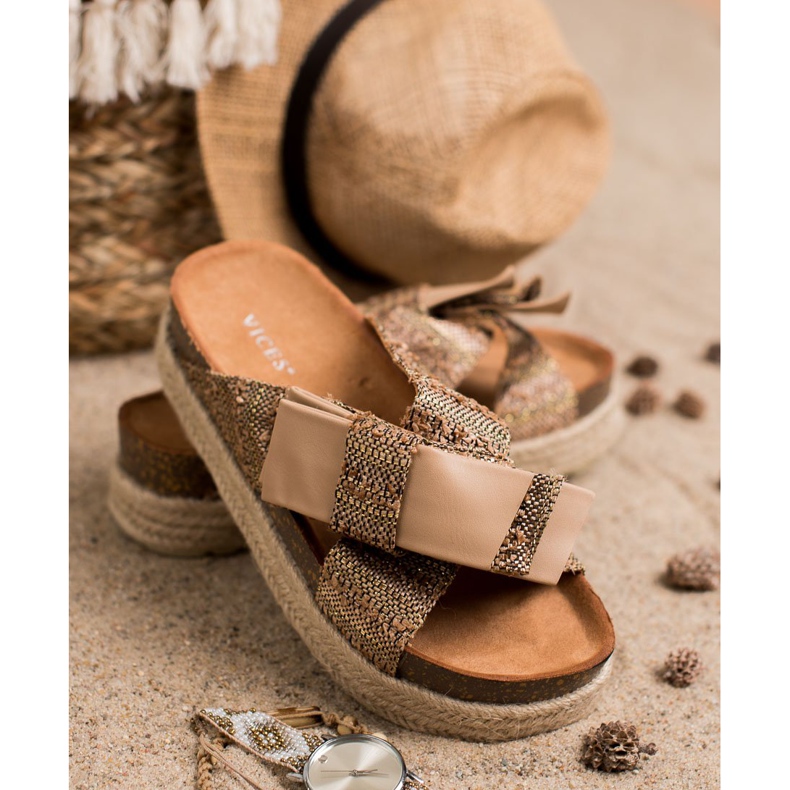 Vices Textile Slippers On The Platform brown 2