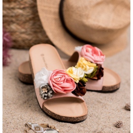 SHELOVET Suede Slippers With Flowers pink 1 SHELOVET Suede Slippers With Flowers pink 1