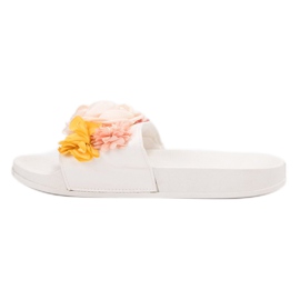 Anesia Paris White Slippers With Flowers 1