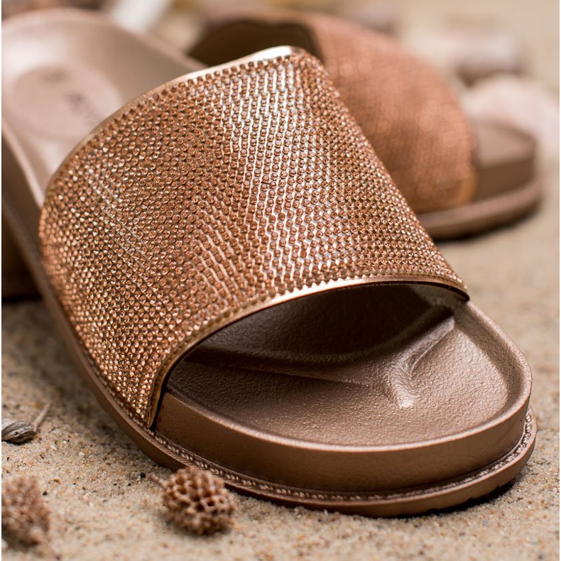 Bestelle Rubber Slippers With Cubic Zirconia yellow 1