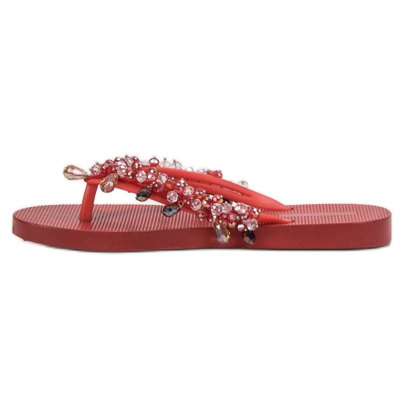 SHELOVET Rubber Flip-Flops With Ornaments red 1