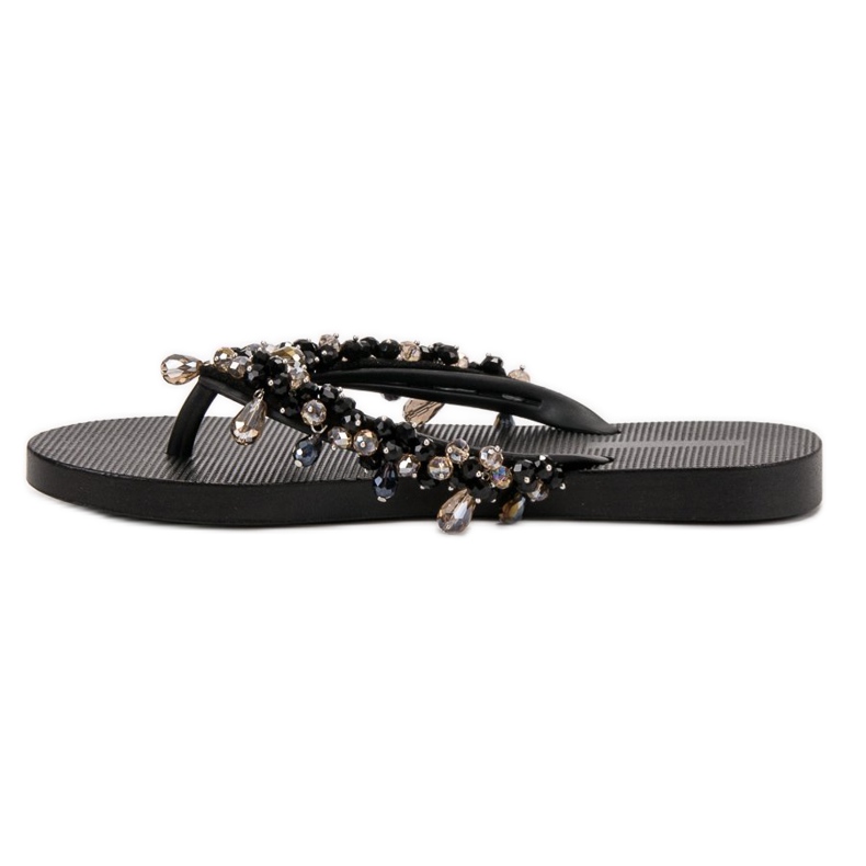 SHELOVET Rubber Flip-Flops With Ornaments black 1