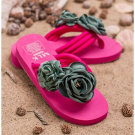 SHELOVET Light Flip-Flops With Flowers pink 2