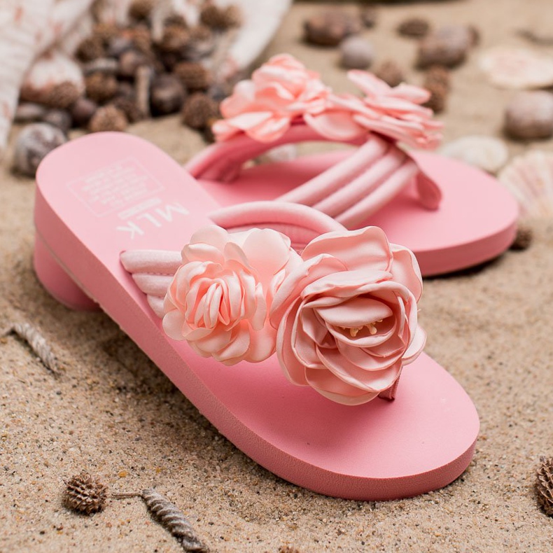 SHELOVET Light Flip-Flops With Flowers pink 1