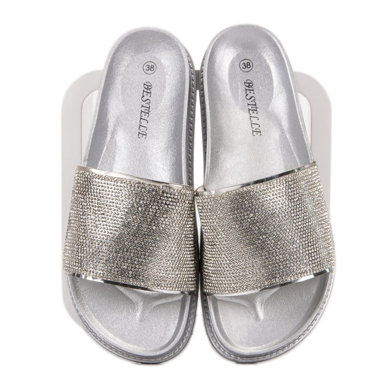 Bestelle Rubber Slippers With Cubic Zirconia grey 1