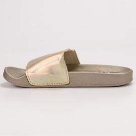Small Swan Fashionable Golden Slippers beige 1