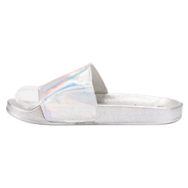 Small Swan Fashionable Silver Slippers grey 1