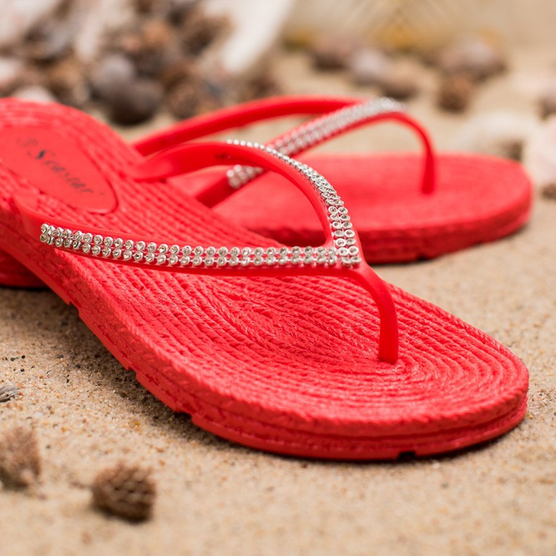 Seastar Flip-flops With Cubic Zirconia red 1