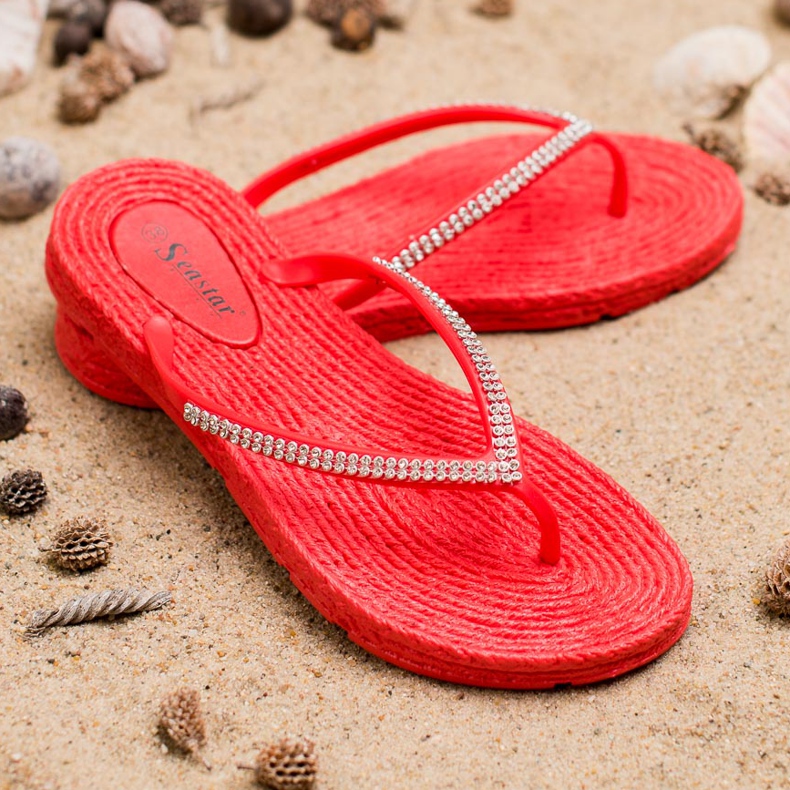 Seastar Flip-flops With Cubic Zirconia red 2