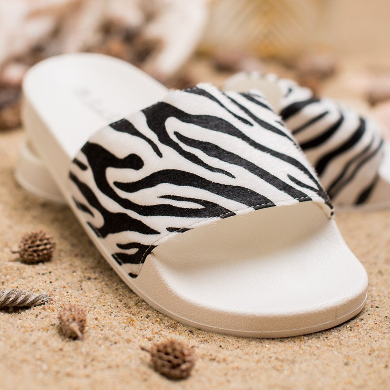 SHELOVET Suede Sports Slippers white black 2