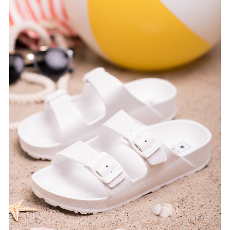 SHELOVET Light Slippers With Buckle white 2