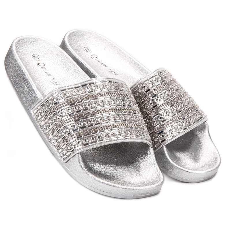 Queen Vivi Slippers With Crystals grey 1
