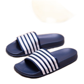 SHELOVET Sporty Striped Slippers blue 1