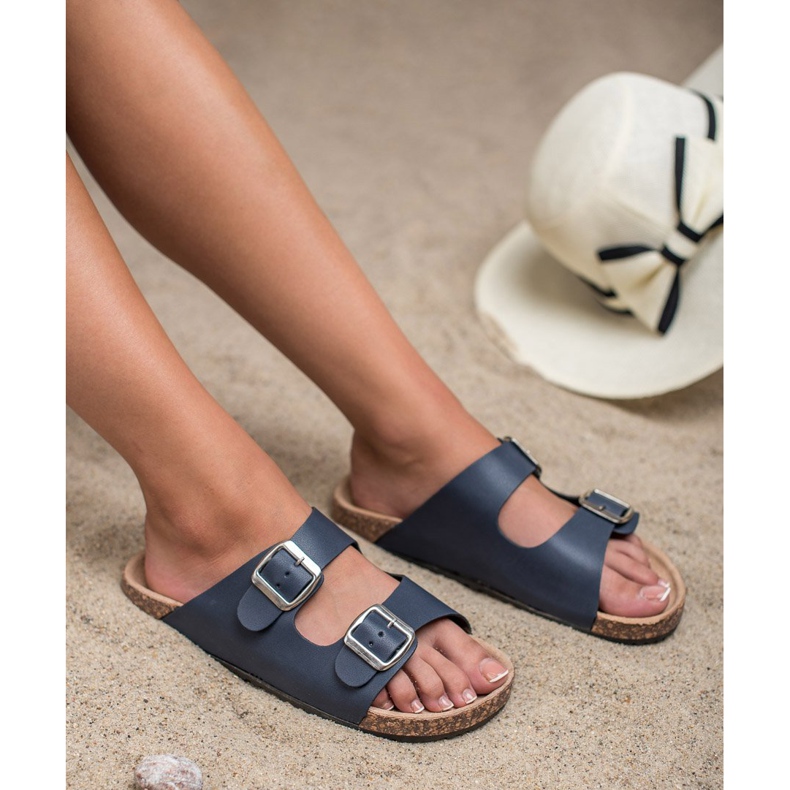 Seastar Navy blue slippers with a buckle 2