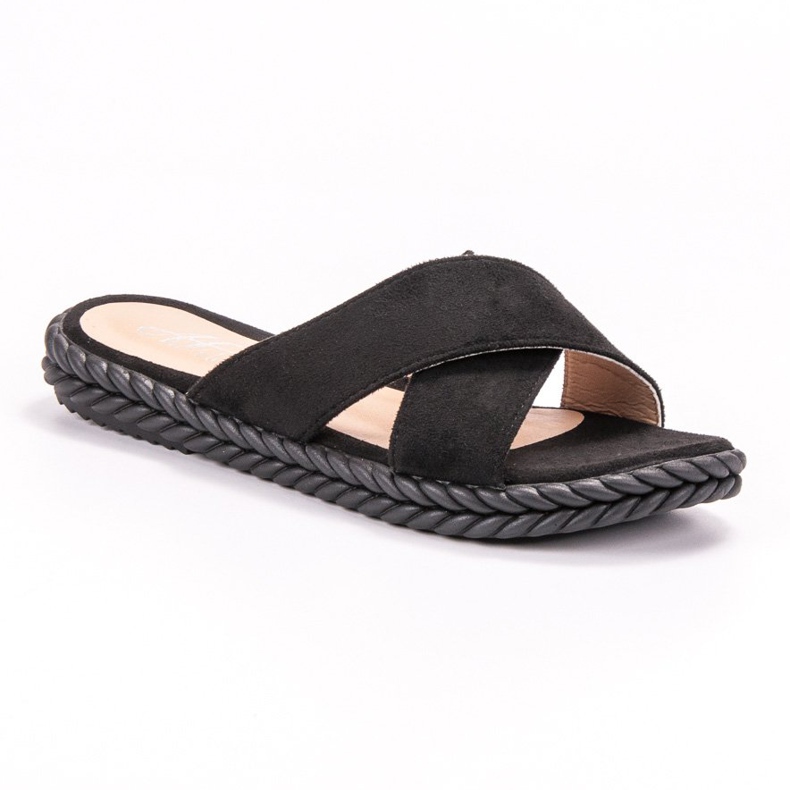 SHELOVET Suede Slippers black 1 SHELOVET Suede Slippers black 1