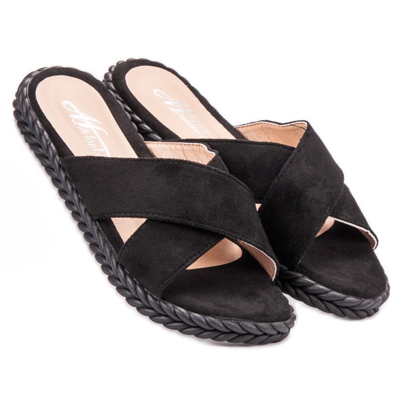 SHELOVET Suede Slippers black 2 SHELOVET Suede Slippers black 2