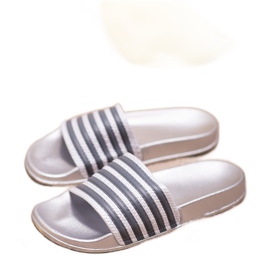 SHELOVET Sporty Striped Slippers grey 1