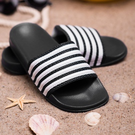 SHELOVET Sporty Striped Slippers black 2