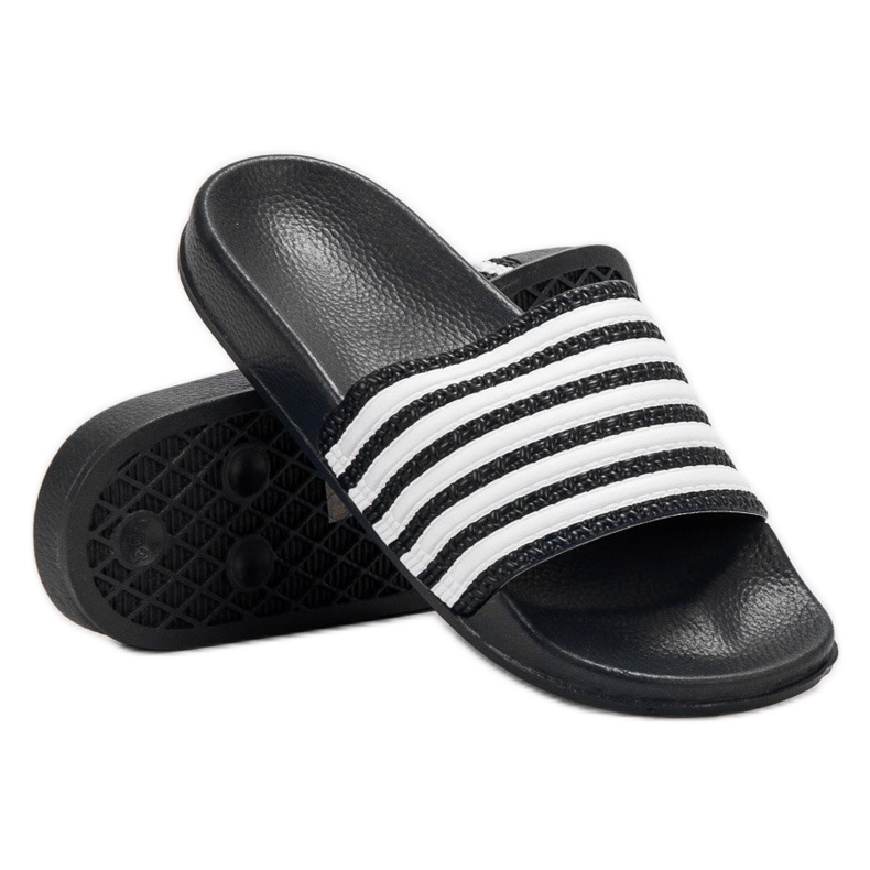SHELOVET Sporty Striped Slippers black 1